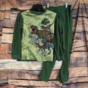 Jurassic World Boys' (10/12) Dinosaur Fleece Green Pajama Set PJ Sleepwear